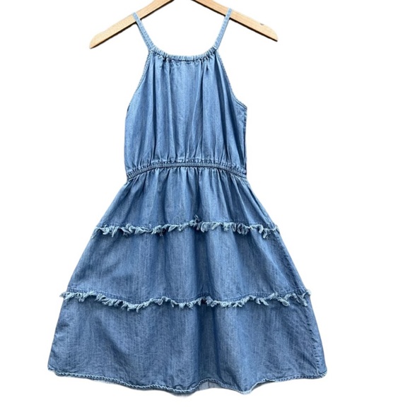 Spenser Jeremy - Women’s Frayed Edge Tiered Denim Dress - Picture 6 of 6